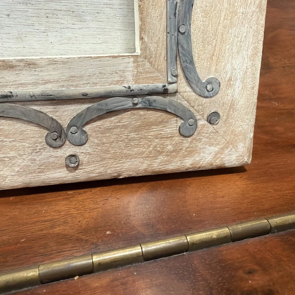 Antique Looking White Washed Hanging Wooden And Metal Frames Possibly Handmade